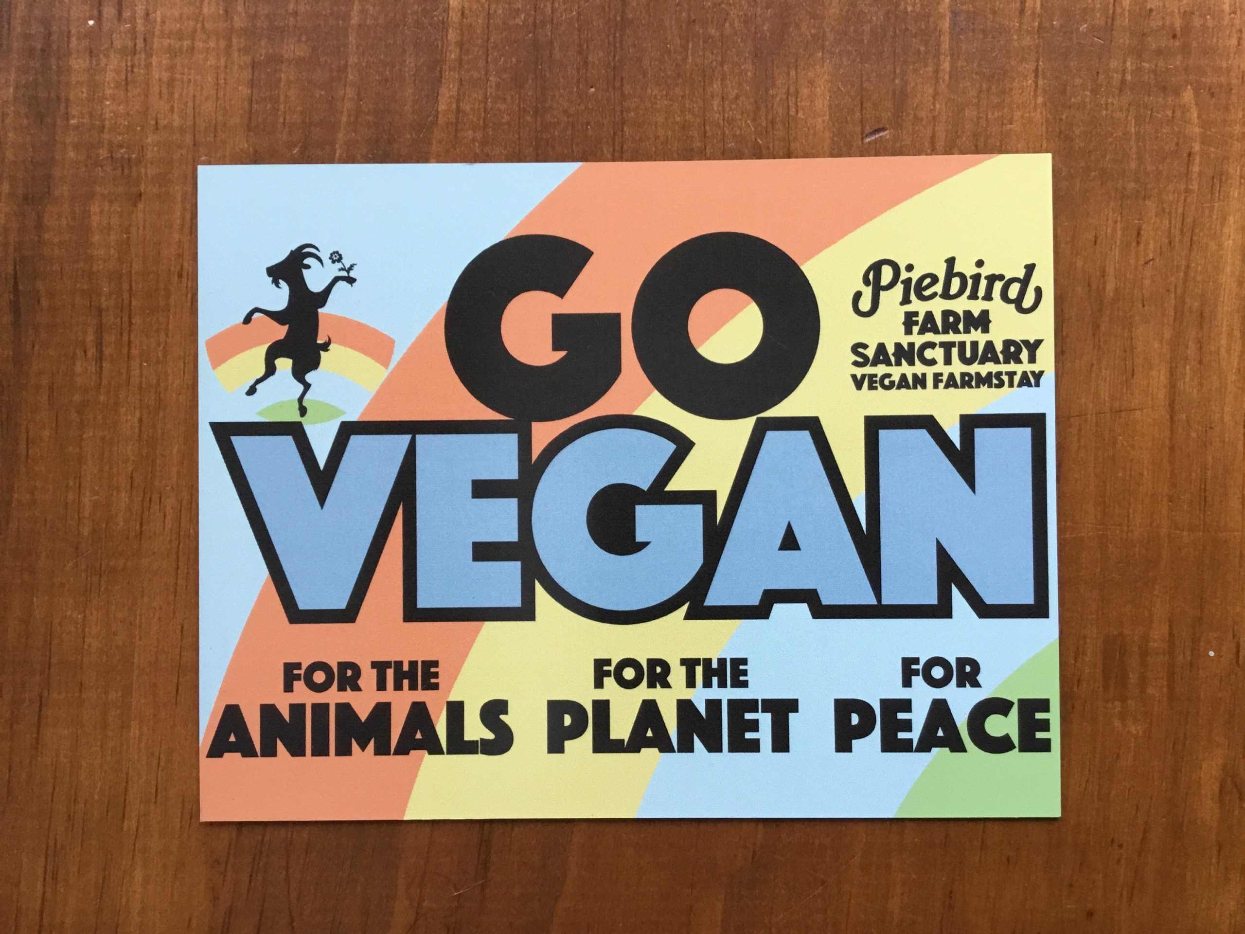 “Go vegan” fridge Piebird Farm Sanctuary shop